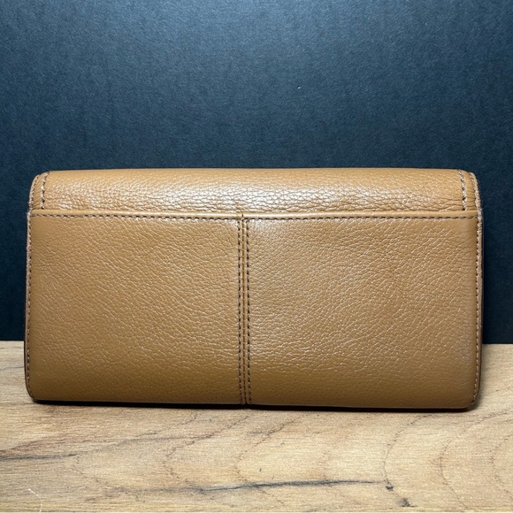 Coach Park Pebbled Leather Turnlock Tan Slim Envelope Wallet VTG EUC - Picture 4 of 15